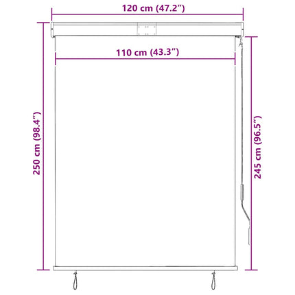 udendørs rullegardin 120x250 cm cremefarvet