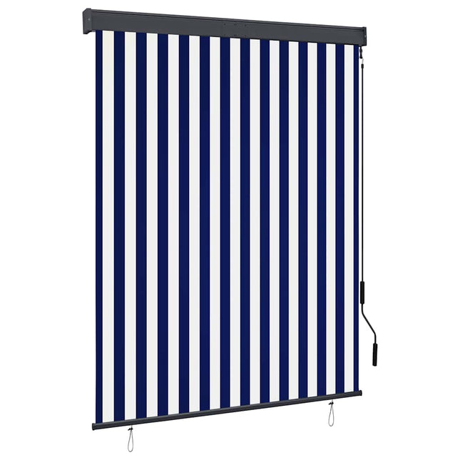 udendørs rullegardin 140x250 cm blå og hvid