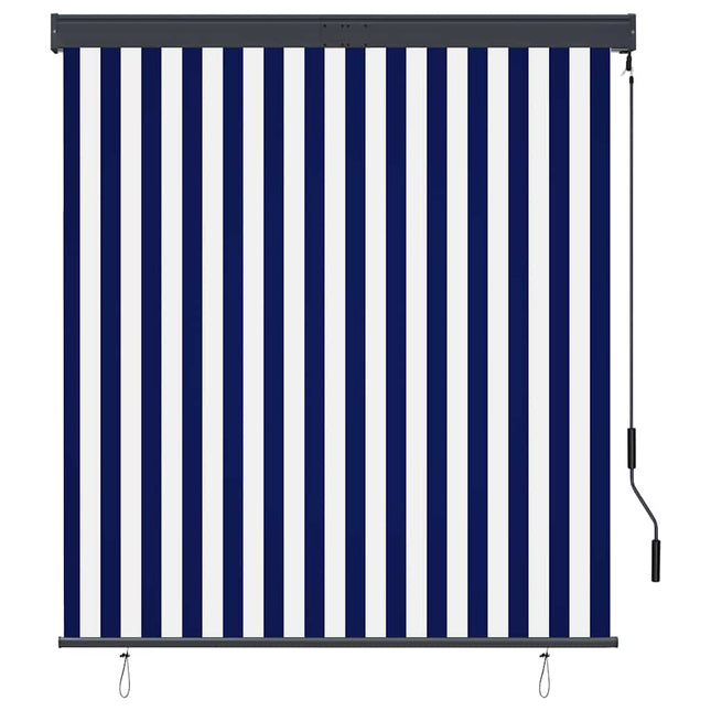 udendørs rullegardin 140x250 cm blå og hvid