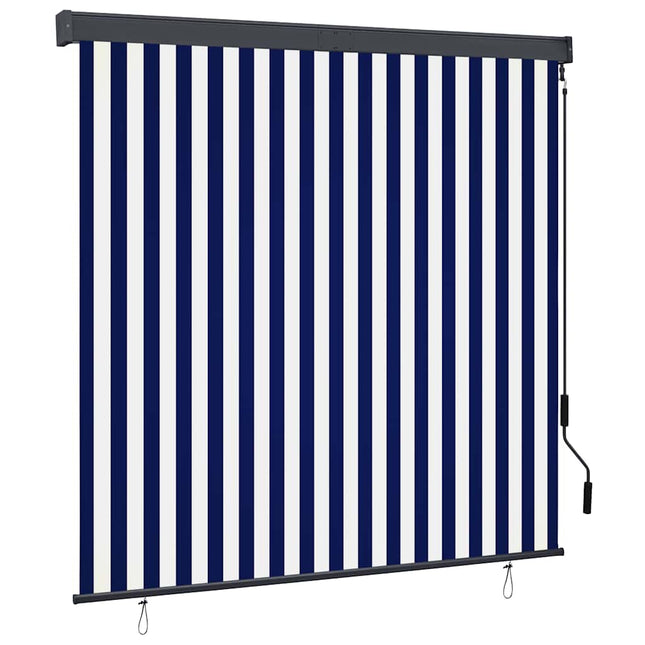 udendørs rullegardin 160x250 cm blå og hvid