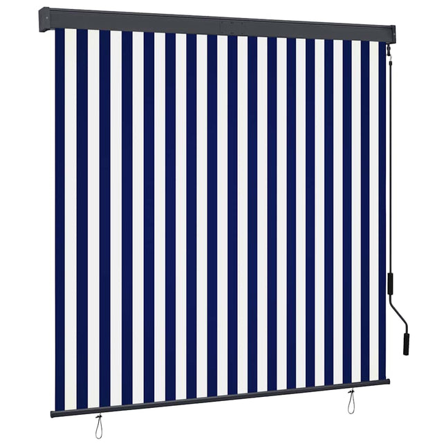 udendørs rullegardin 160x250 cm blå og hvid