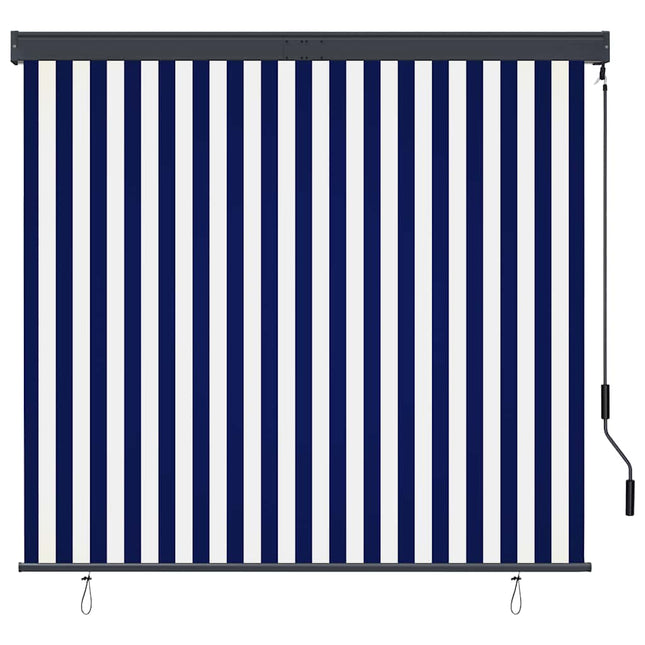 udendørs rullegardin 160x250 cm blå og hvid