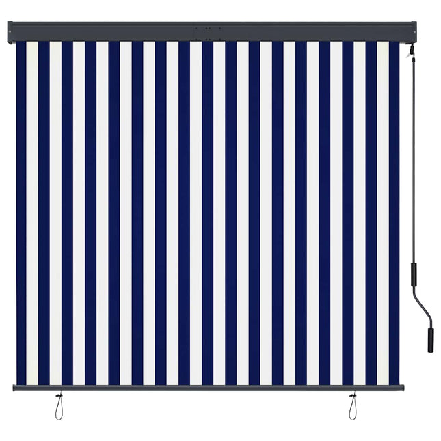 udendørs rullegardin 160x250 cm blå og hvid