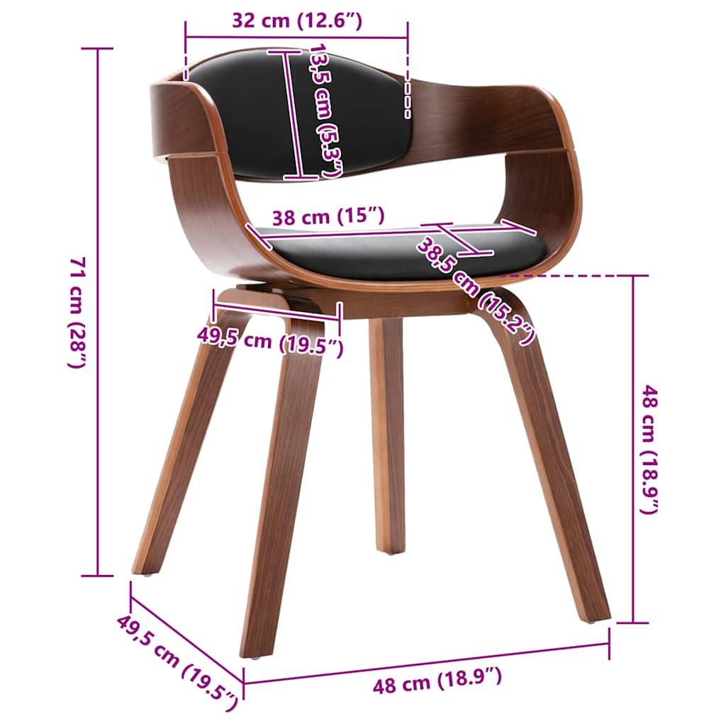 spisebordsstole 2 stk. bøjet træ og kunstlæder