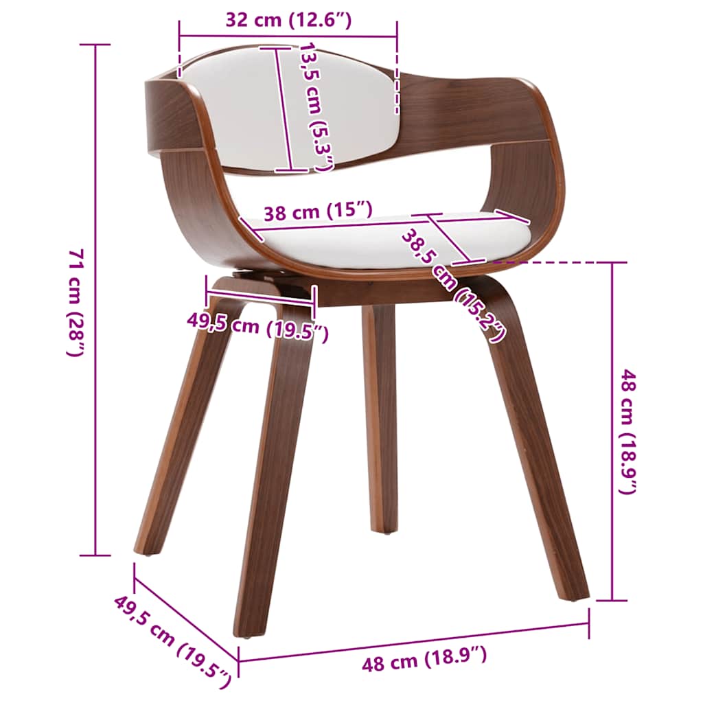 spisebordsstole 2 stk. bøjet træ og kunstlæder