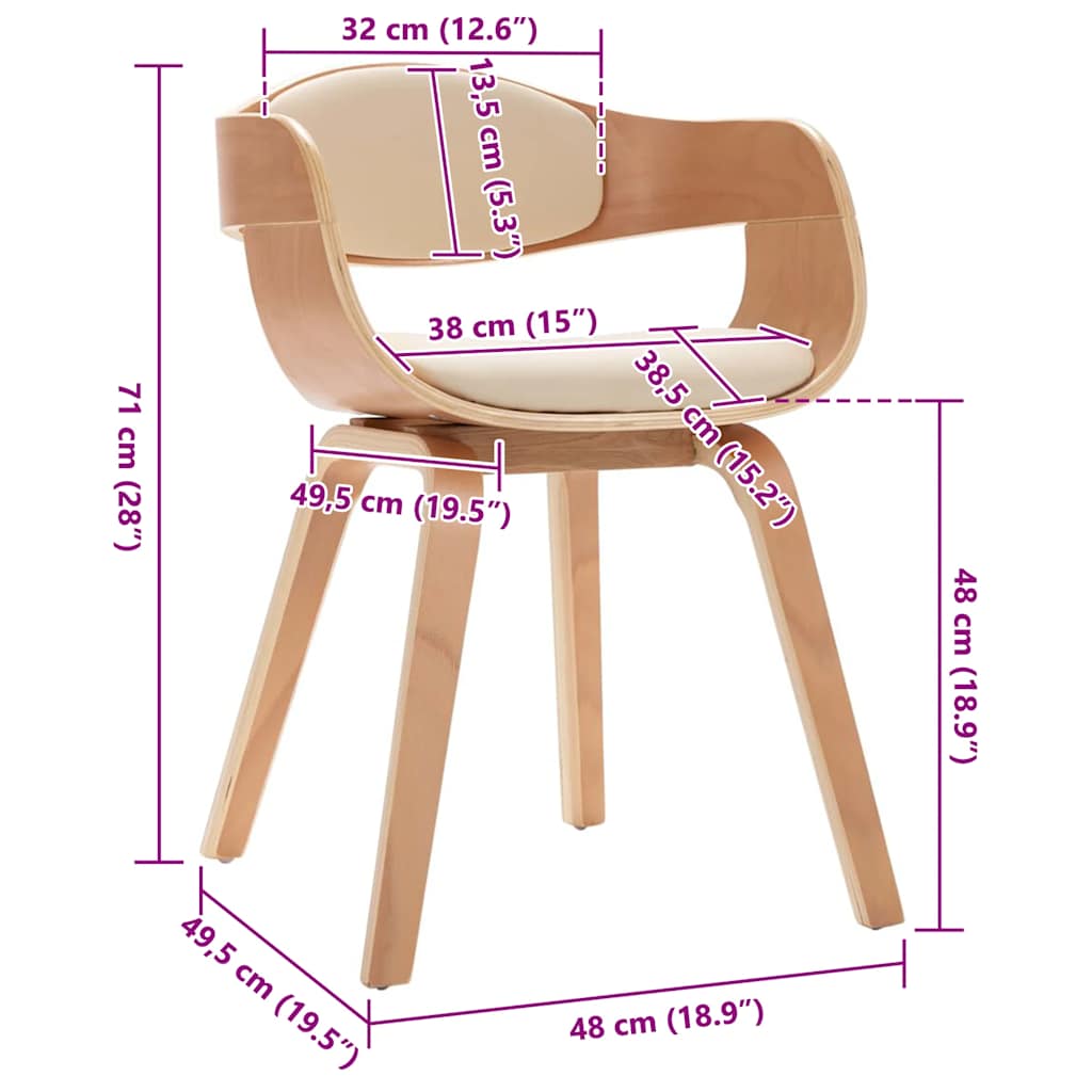 spisebordsstole 2 stk. bøjet træ og kunstlæder
