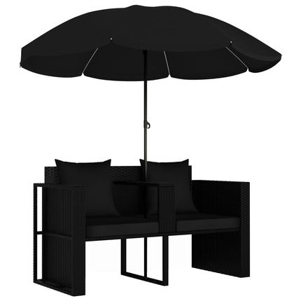 liggestol med hynde polyrattan sort