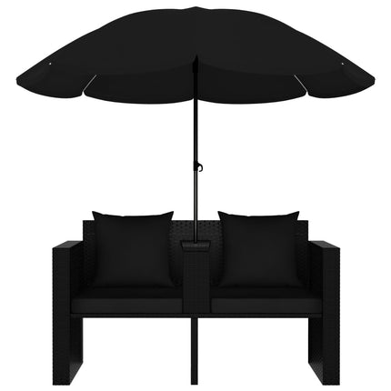 liggestol med hynde polyrattan sort