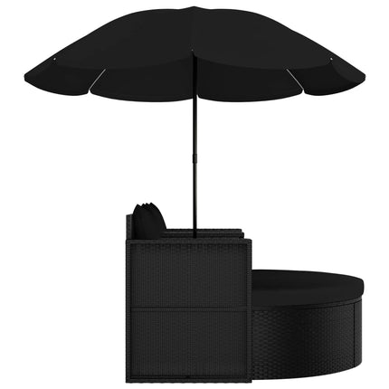 liggestol med hynde polyrattan sort