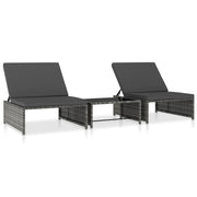havestole 2 stk. med lænefunktion og bord polyrattan grå