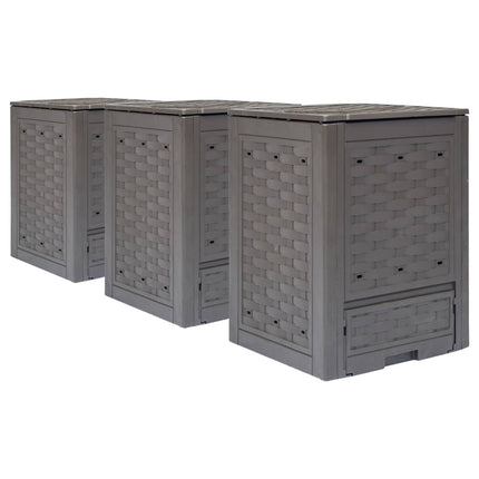 kompostbeholdere 3 stk. 60 x 60 x 83 cm 900 l brun