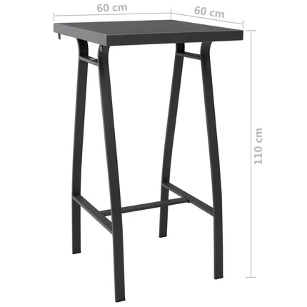 havebarbord 60x60x110 cm hærdet glas sort