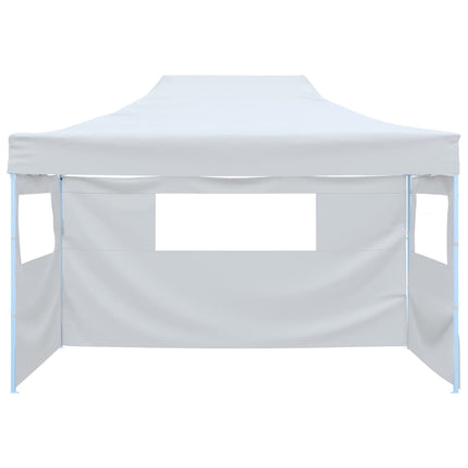 festtelt med 3 vægge 291x413x315 cm foldbart hvid
