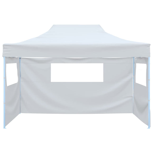 festtelt med 3 vægge 291x413x315 cm foldbart hvid