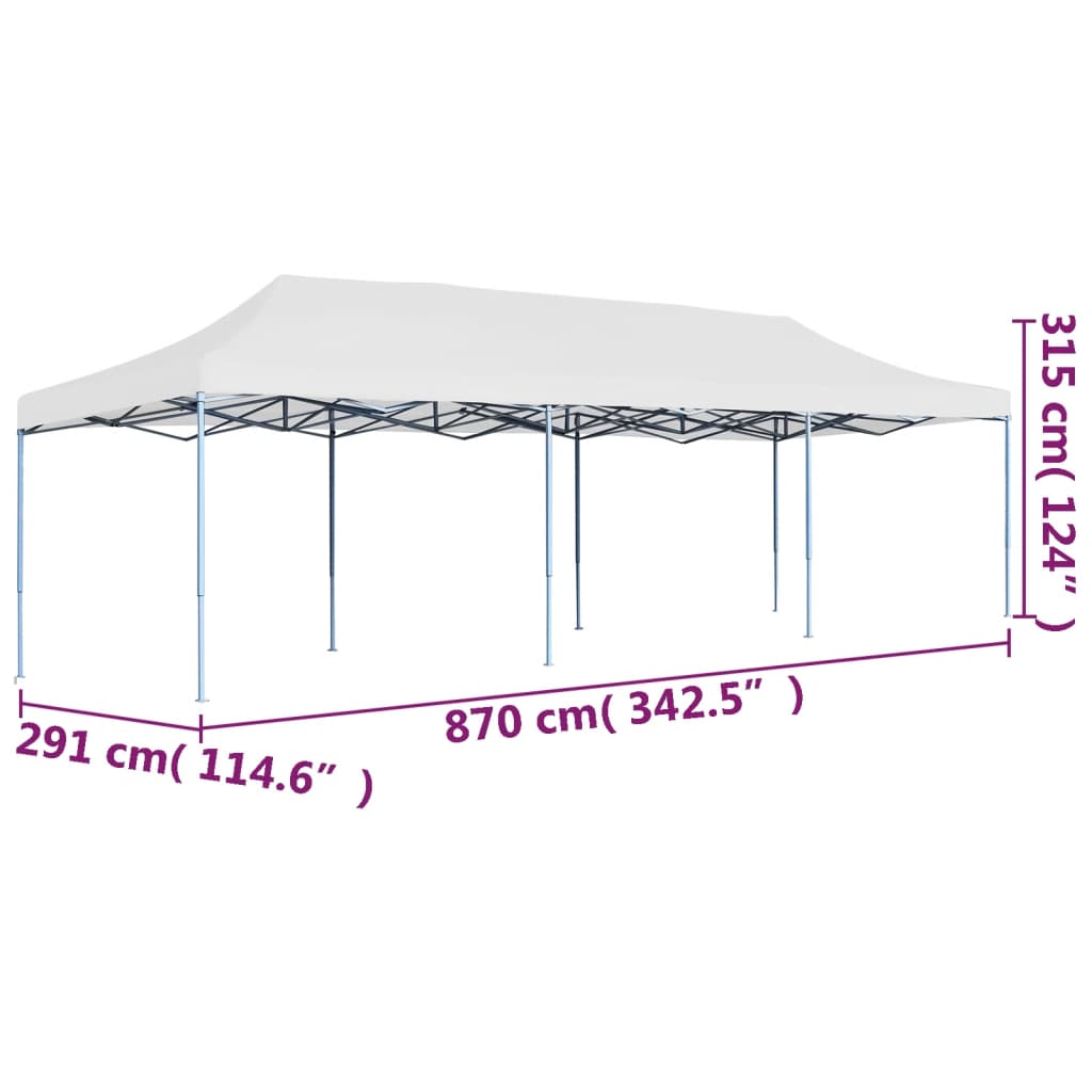 foldbart pop-op-festtelt 3 x 9 m hvid