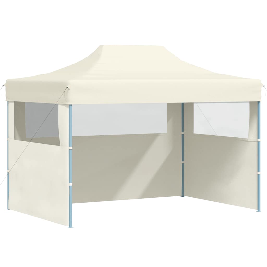 foldbart festtelt med 3 sidevægge 3 x 4 m stål cremefarvet