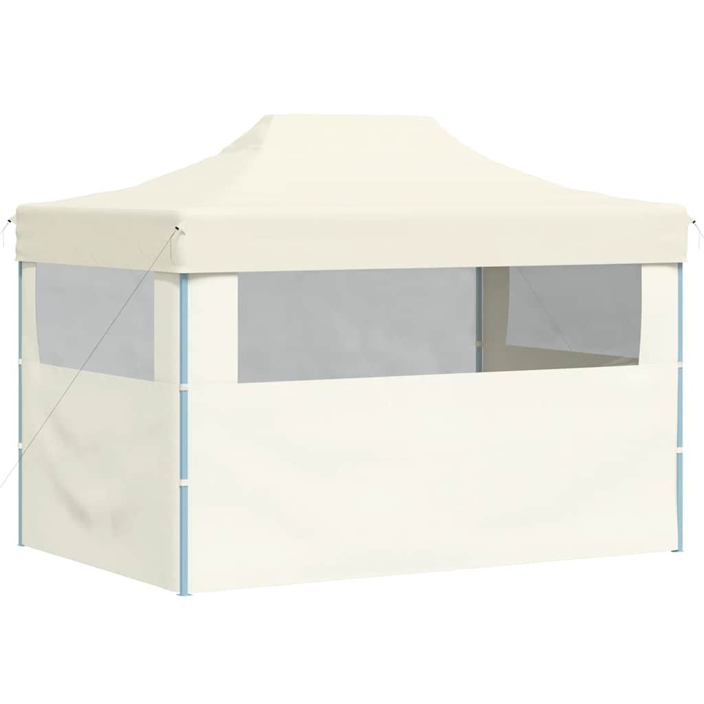 foldbart festtelt med 3 sidevægge 3 x 4 m stål cremefarvet