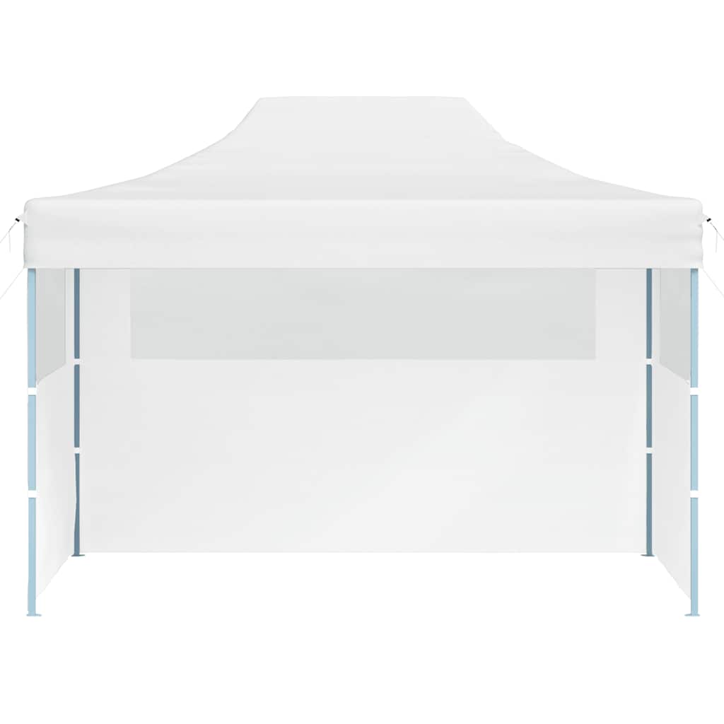foldbart festtelt med 3 sidevægge 280x410x315 cm stål hvid