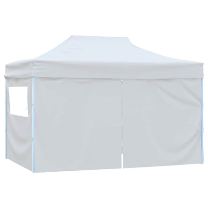 foldbart festtelt med 4 sidevægge 280x410x315 cm stål hvid