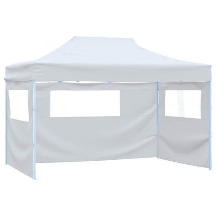 foldbart festtelt med 4 sidevægge 280x410x315 cm stål hvid