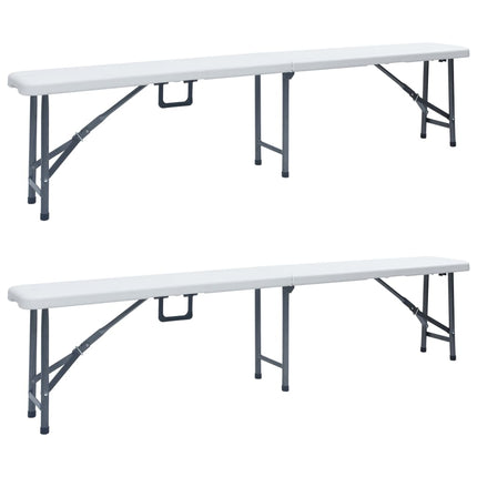 foldbare havebænke 2 stk. 180 cm HDPE hvid