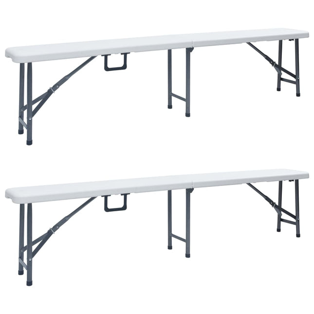 foldbare havebænke 2 stk. 180 cm HDPE hvid