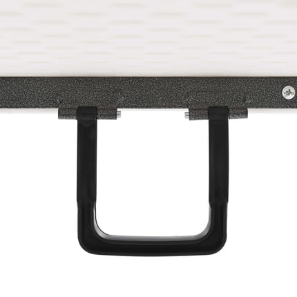 foldbart havebord med 2 bænke 180 cm stål og HDPE hvid
