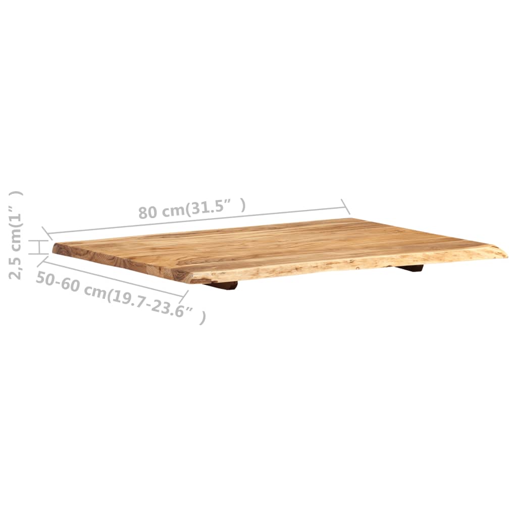 bordplade 80x(50-60)x2,5 cm massivt akacietræ