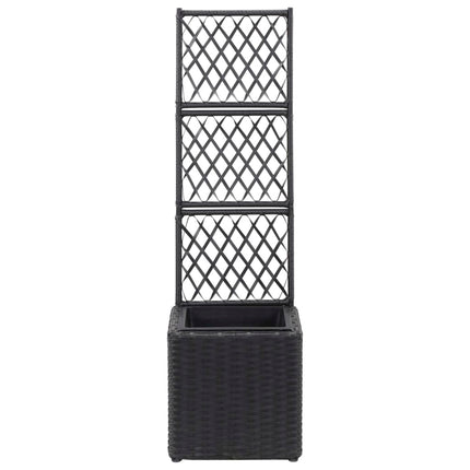 espalier med hævet plantekasse 30x30x107 cm polyrattan sort