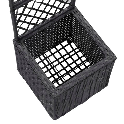 espalier med hævet plantekasse 30x30x107 cm polyrattan sort