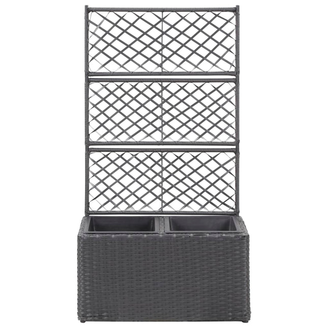 espalier med plantekasse 2 krukker 58x30x107 polyrattan sort