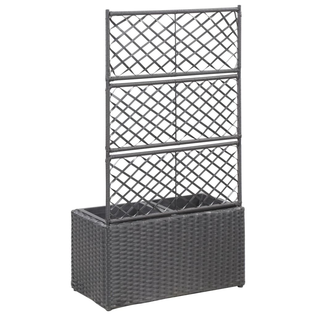 espalier med plantekasse 2 krukker 58x30x107 polyrattan sort