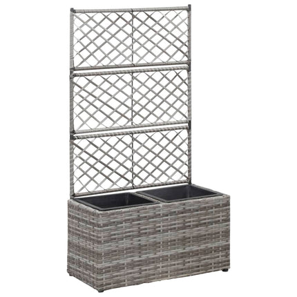espalier med plantekasse 2 krukker 58x30x107 polyrattan grå