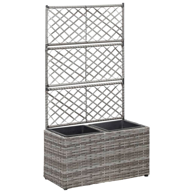 espalier med plantekasse 2 krukker 58x30x107 polyrattan grå