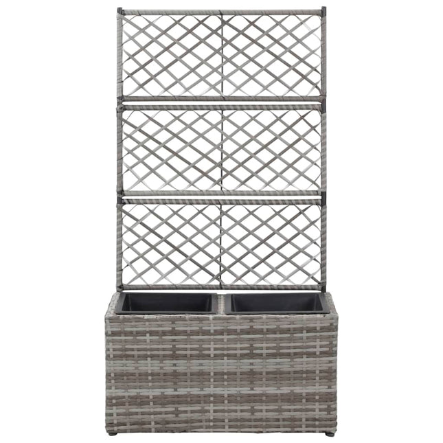 espalier med plantekasse 2 krukker 58x30x107 polyrattan grå