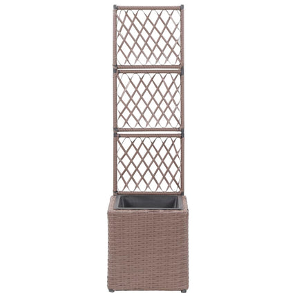 espalier med hævet plantekasse 30x30x107 cm polyrattan brun