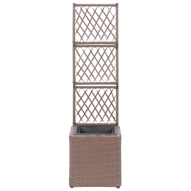 espalier med hævet plantekasse 30x30x107 cm polyrattan brun