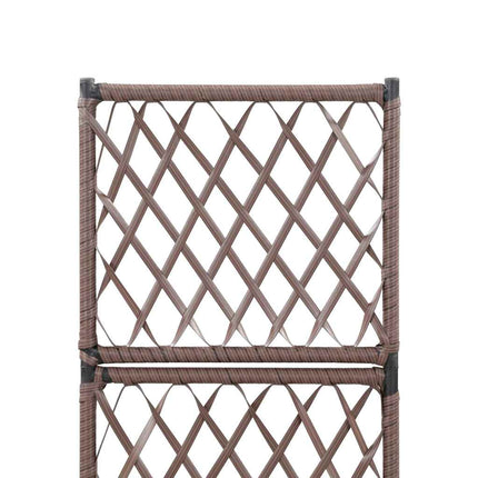 espalier med hævet plantekasse 30x30x107 cm polyrattan brun