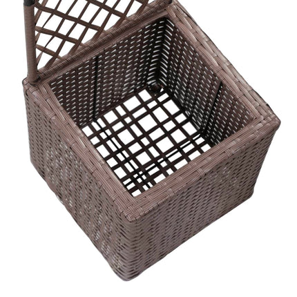 espalier med hævet plantekasse 30x30x107 cm polyrattan brun