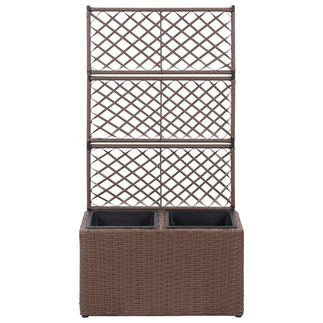 espalier med plantekasse 2 krukker 58x30x107 polyrattan brun