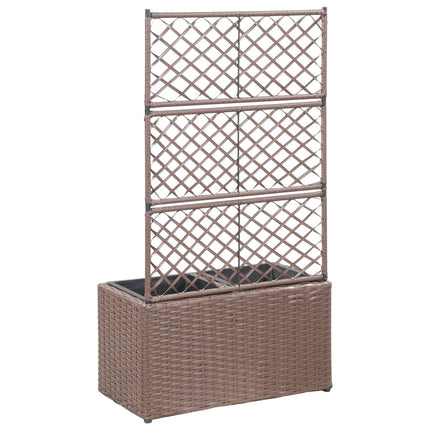 espalier med plantekasse 2 krukker 58x30x107 polyrattan brun
