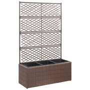 espalier med plantekasse 3 krukker 83x30x130 cm polyrattan brun