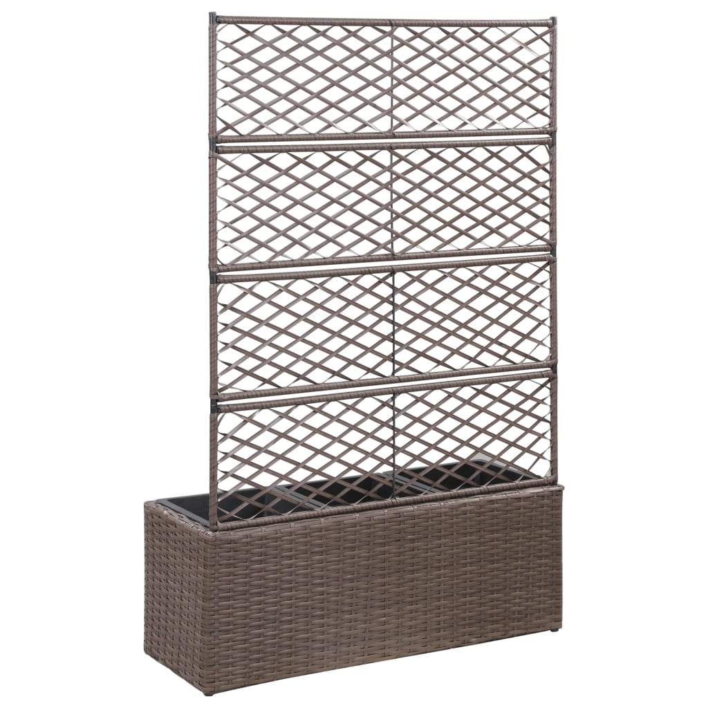 espalier med plantekasse 3 krukker 83x30x130 cm polyrattan brun