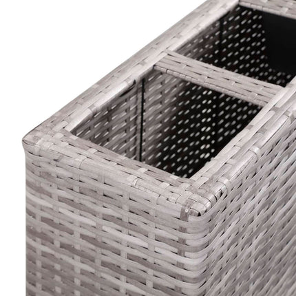 hævet plantekasse med 4 krukker 80x22x79 cm polyrattan grå