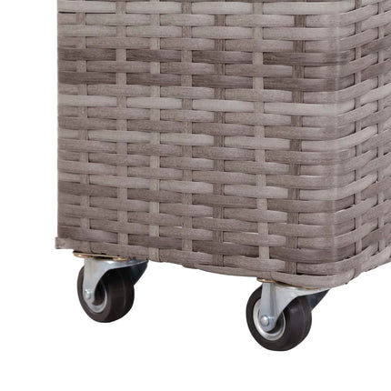 hævet plantekasse med 4 krukker 80x22x79 cm polyrattan grå
