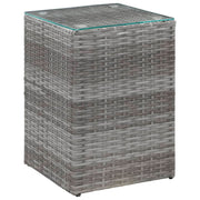 sidebord med glastop 35x35x52 cm polyrattan grå
