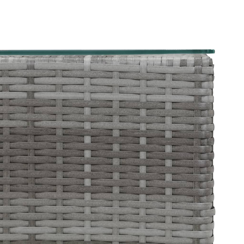 sidebord med glastop 35x35x52 cm polyrattan grå