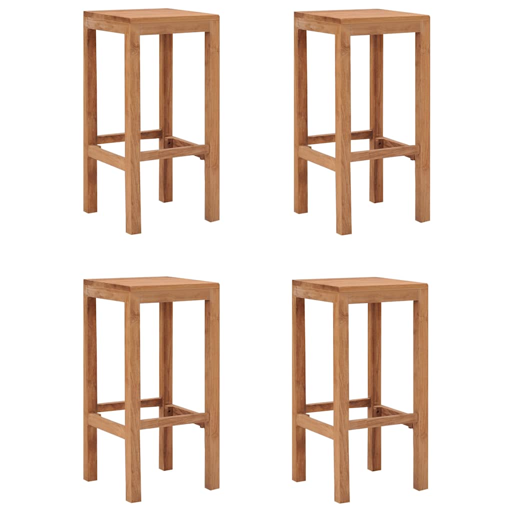 Barstole 4 stk. i massivt teaktræ med rustik finish