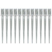 jordpløkker 12 stk. 7 x 7 x 75 cm galvaniseret stål sølvfarvet