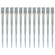 jordpløkker 12 stk. 7 x 7 x 90 cm galvaniseret stål sølvfarvet